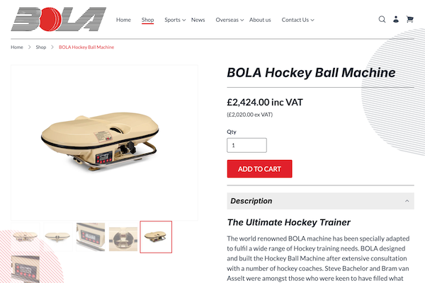 A product page from the Bola website
